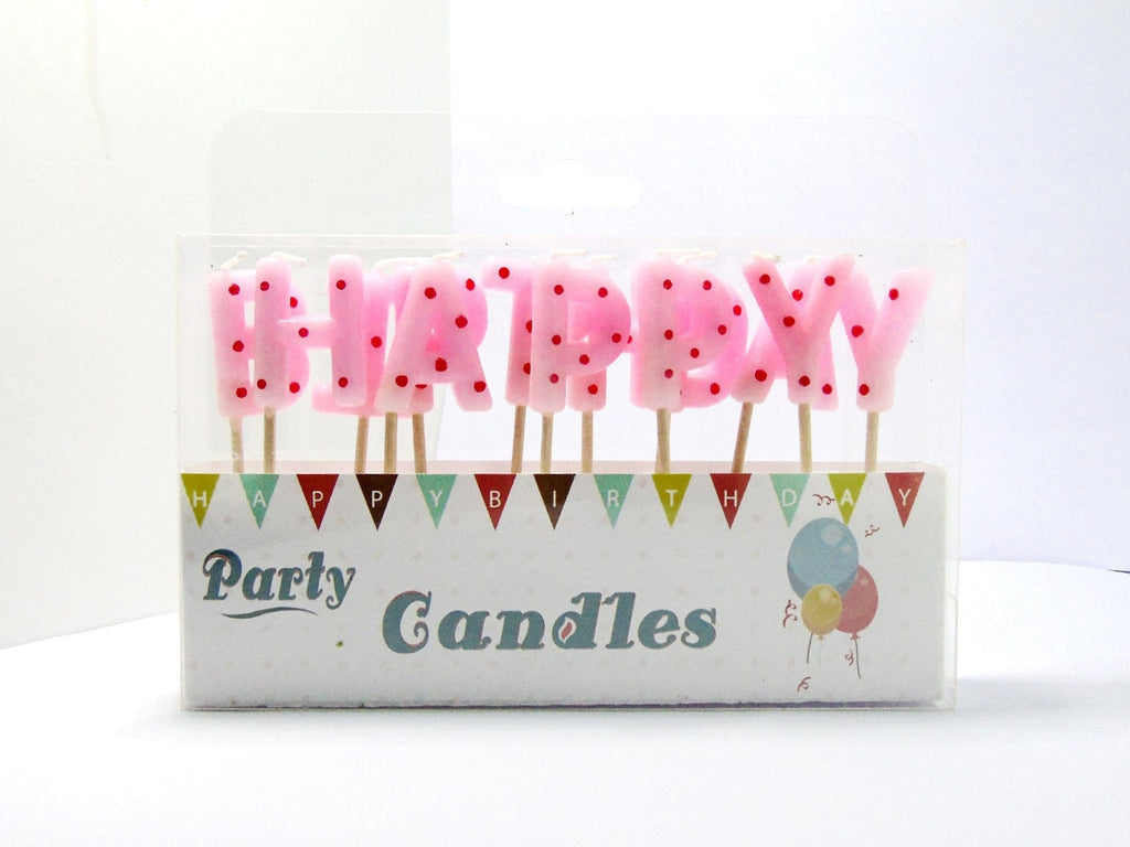 Happy Birthday Letters Candles for Cake - Pink Candles KidosPark