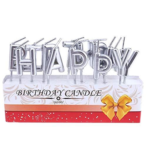 Happy Birthday Letters Candles for Cake - Silver Candles KidosPark