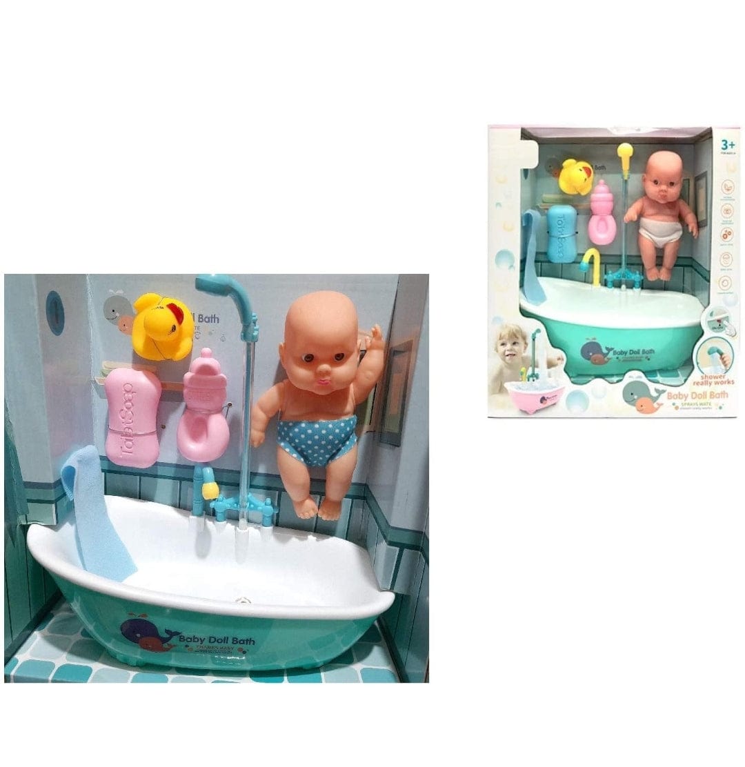 Interactive Baby Doll Bath Set with Working Shower Realistic Bathtub Kidospark