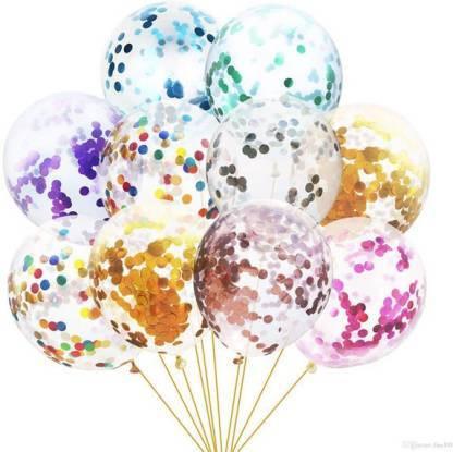 Joyful Burst: 10-Piece Multicolored Confetti-Filled Latex Balloon Set for Festive Celebrations Balloons KidosPark