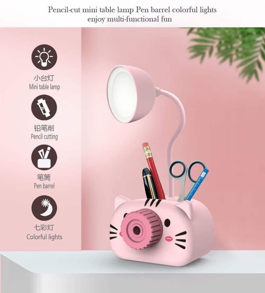 Kid's Delight: Rechargeable Mini LED Table Lamp with In-Built Sharpener and Pen/Pencil Holder Lamp KidosPark