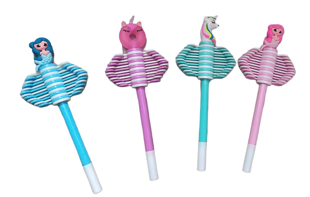 Magical Rotating Ballpoint Pen Set - Unicorn and Mermaid Tops - Great Gift for Kids and Brain-workers stationery KidosPark
