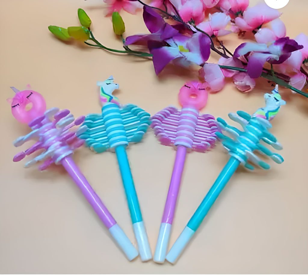 Magical Rotating Ballpoint Pen Set - Unicorn and Mermaid Tops - Great Gift for Kids and Brain-workers stationery KidosPark