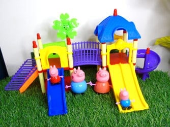 Peppa Pig family in amusement park Role play toys KidosPark