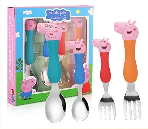 Peppa pig theme Cute Fork and Spoon Gift set for kids cutlery KidosPark