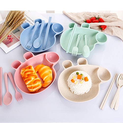 Peppa pig theme Cute Plate, Spoon, fork and chopstick wheat straw set for kids cutlery KidosPark