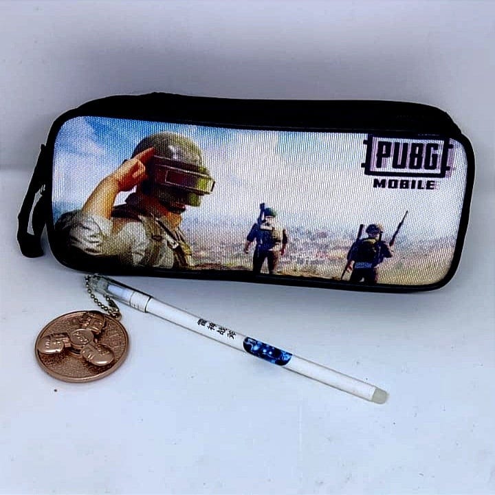 PubG Styled Multipurpose pouch/ Stationery pouch with a spinner PubG pen for kids Stationery Pouch KidosPark
