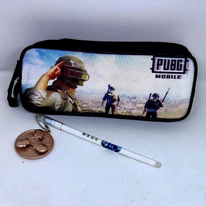 PubG Styled Multipurpose pouch/ Stationery pouch with a spinner PubG pen for kids Stationery Pouch KidosPark