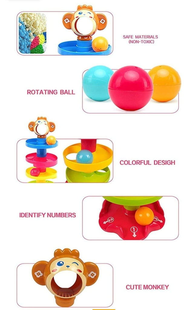 Rolling and Swirling ball drop tower ramp for babies and toddlers Toy KidosPark