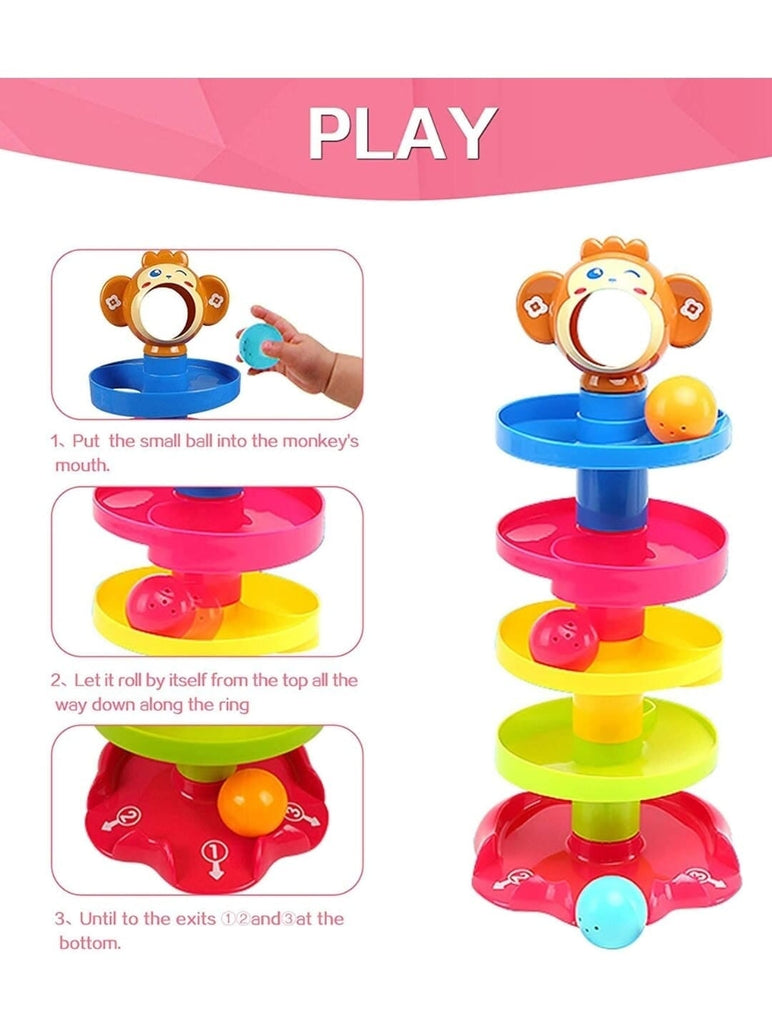 Rolling and Swirling ball drop tower ramp for babies and toddlers Toy KidosPark