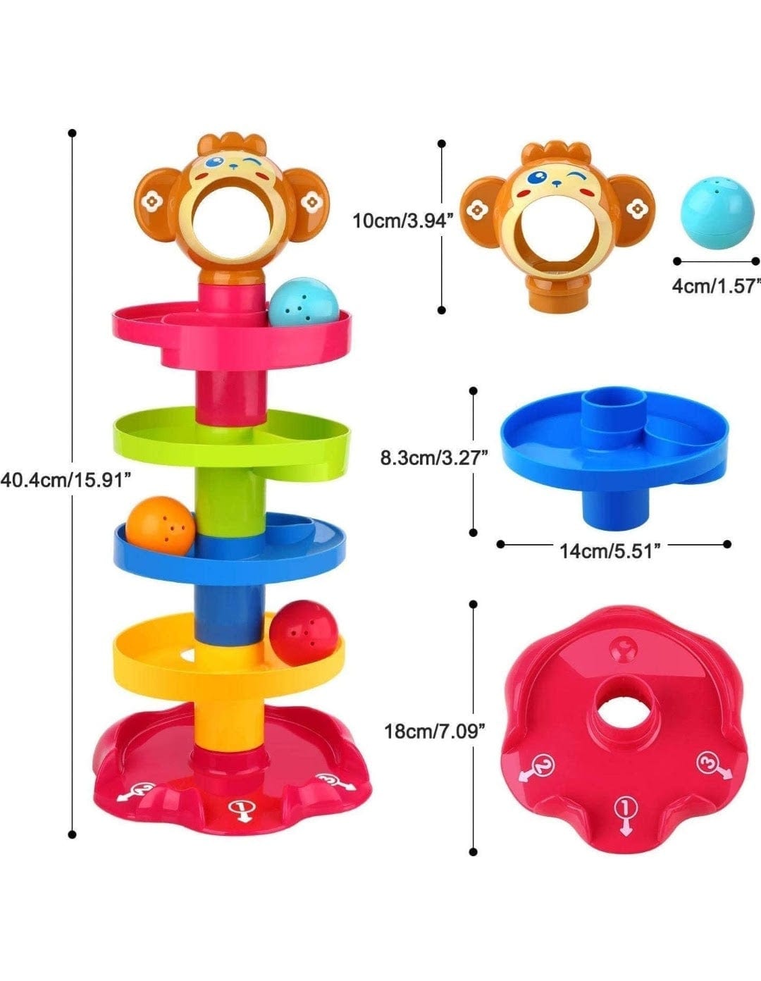 Rolling and Swirling ball drop tower ramp for babies and toddlers ...