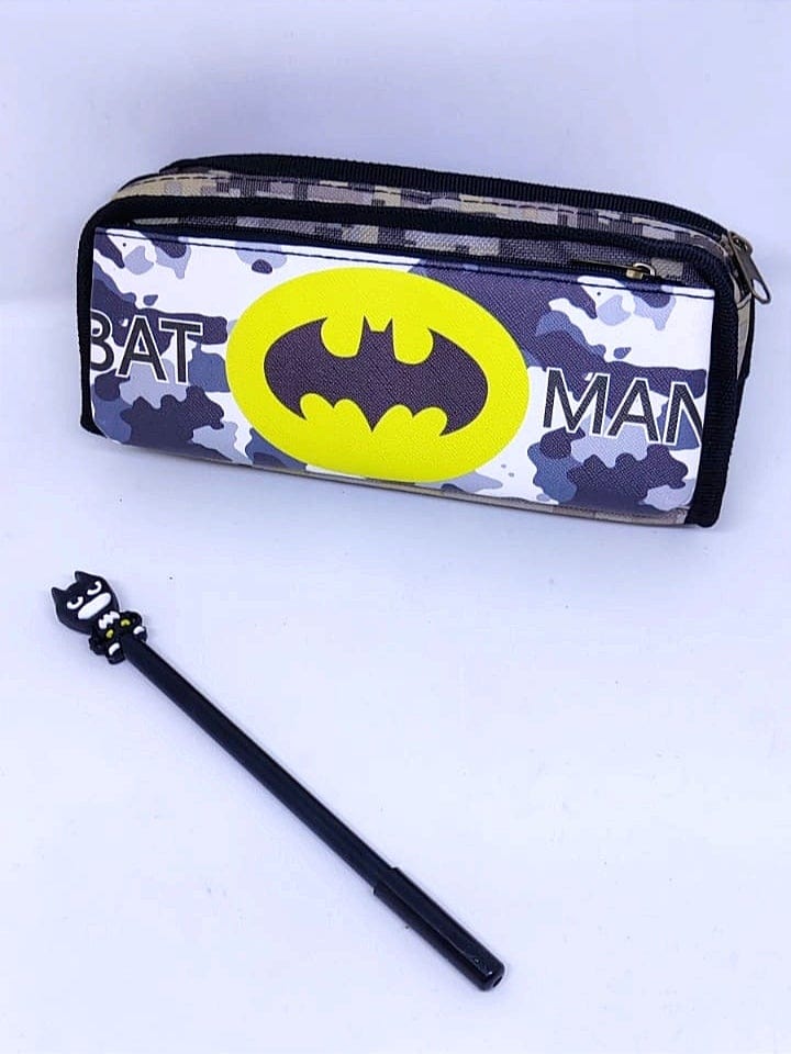 Superhero Styled Multipurpose pouch/ Stationery pouch with a superhero pen for kids Stationery Pouch KidosPark