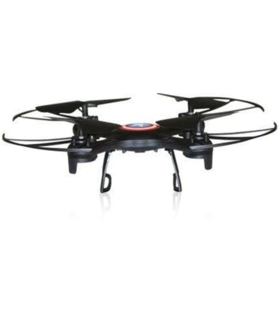 Superhero styled Quadocopter intelligent control drone with blade guard, Headless mode and LED spinner. Flying Toys KidosPark
