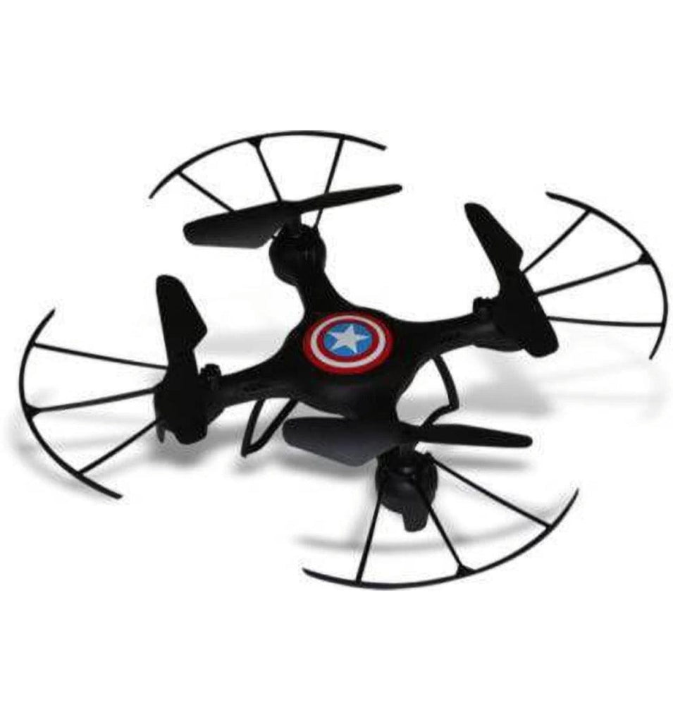 Superhero styled Quadocopter intelligent control drone with blade guard, Headless mode and LED spinner. Flying Toys KidosPark