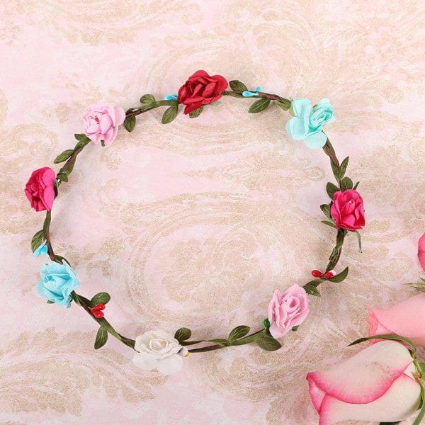 Tiara with flowers for Girls for Party - Multicolored Headband/ clips KidosPark