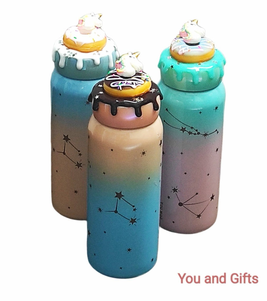 Unicorn and donut styled Stainless steel bottlel/ Gym Bottle/ School bottle for kids - 500 ml Bottles and Sippers KidosPark