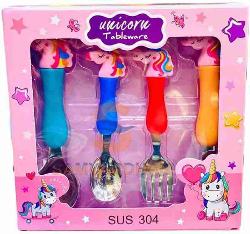 Unicorn theme Cute Fork and Spoon Gift set for kids tableware KidosPark