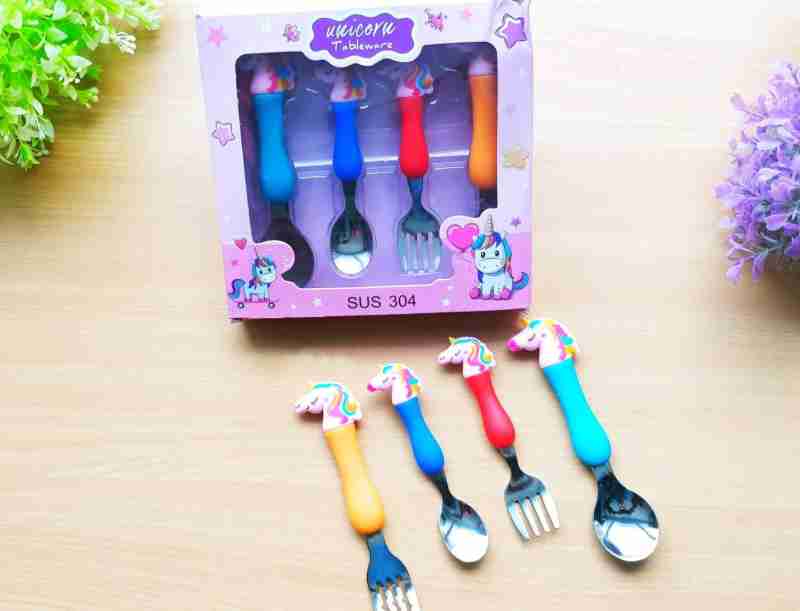Unicorn theme Cute Fork and Spoon Gift set for kids tableware KidosPark