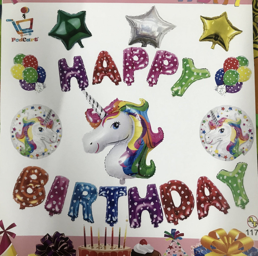 Unicorn theme Happy Birthday decoration combo Balloons KidosPark