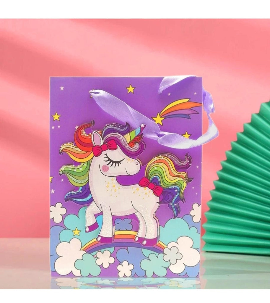 Unicorn Theme Party 3D Paper Bags for Gifting, Birthday, Goodie bag /Bag for Return Gift Large Size (31 x 12 x 40cm) Bags and Pouches KidosPark