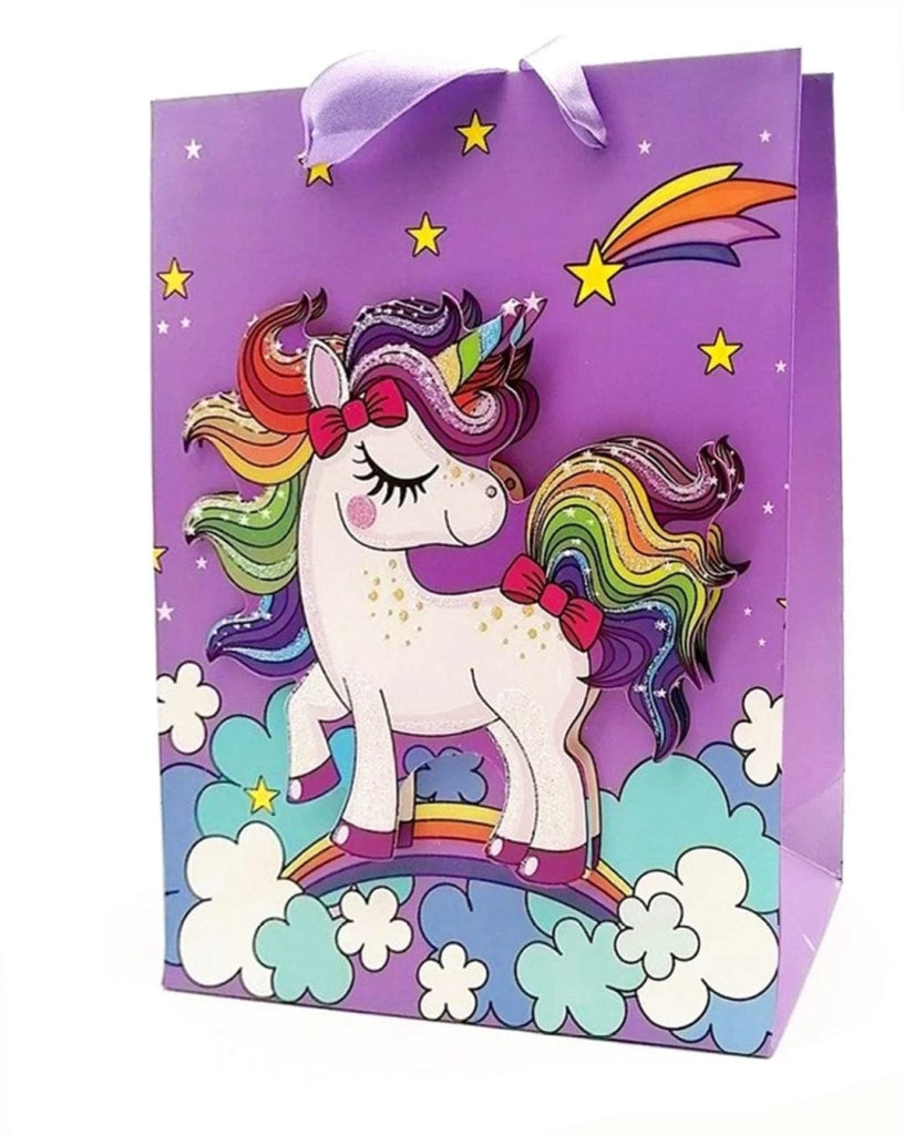 Unicorn Theme Party 3D Paper Bags for Gifting, Birthday, Goodie bag /Bag for Return Gift Large Size (31 x 12 x 40cm) Bags and Pouches KidosPark