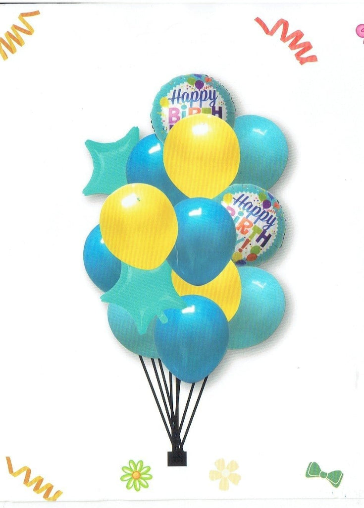 Vibrant Celebrations: 14-Piece Mixed Material Happy Birthday Balloon Bouquet Set for Festive Decor Balloons KidosPark