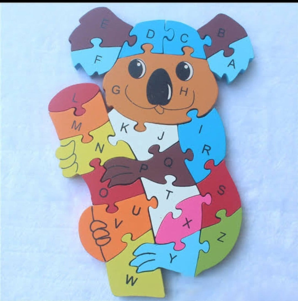 Wooden 26 Letter Alphabet Learning Block Puzzle for Toddlers (Koala bear) blocks KidosPark