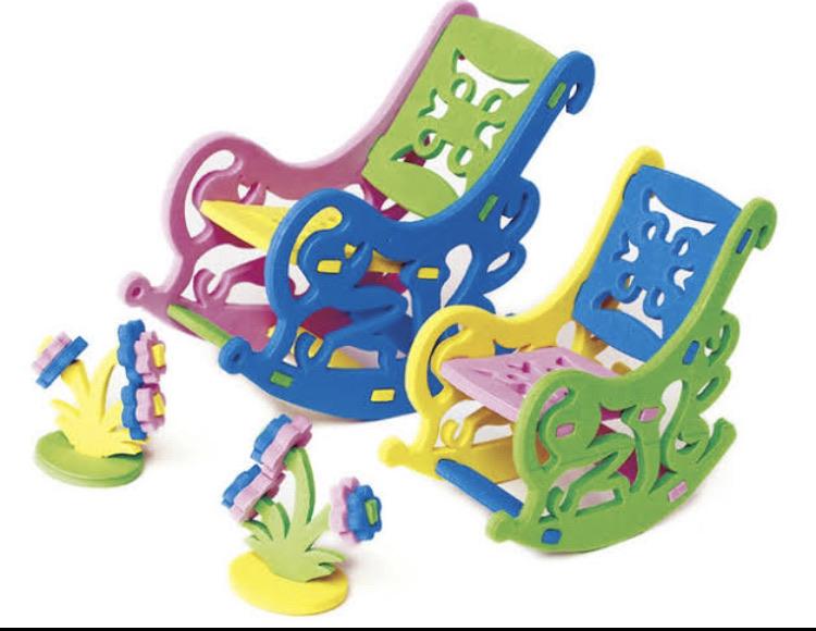 Wooden 3d assembling rocking chair game blocks KidosPark