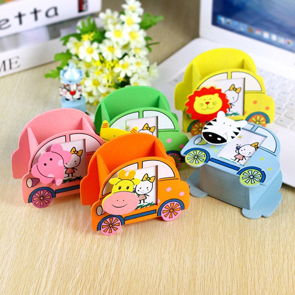 Wooden car shaped Pen holder with a photo frame slot Picture Frame KidosPark