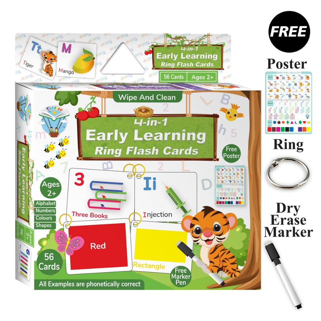 Tiddler India Toy 4 in 1 early learning ring flash cards