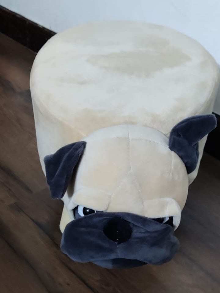 KidosPark Room decor Dog/ Pug designed soft fur stool for kids room decor