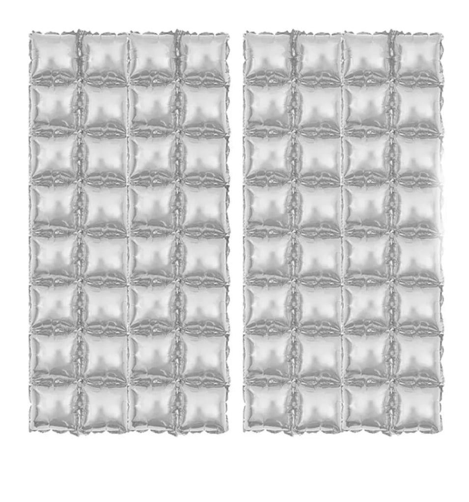 You and Gifts silver Metallic square air foil curtains/ backdrop.