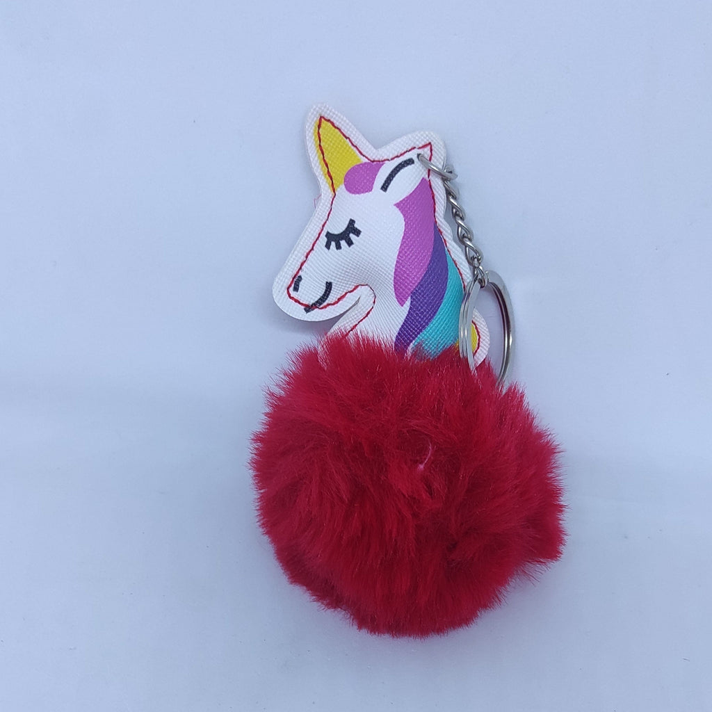 KidosPark Accessories Red Fluffy and soft Unicorn key chain/ Bag accessory/ Car decor
