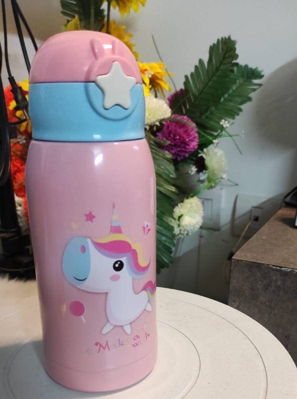 KidosPark Bottles Unicorn Cartoon Character Water Bottle 500 ml Bottle with bottle cover