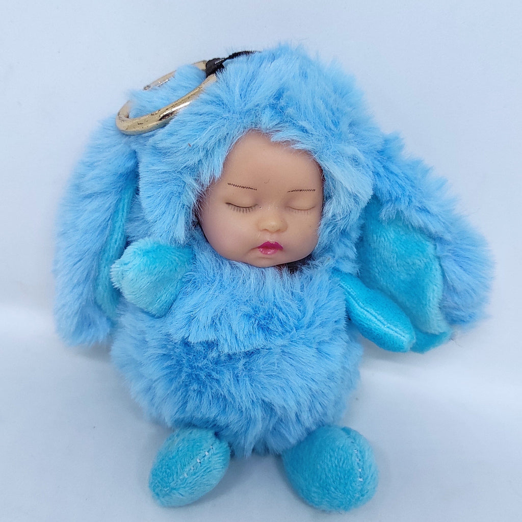 KidosPark Exclusive Blue Fluffy and soft Sleeping baby doll key chain/ Bag accessory/ Car decor