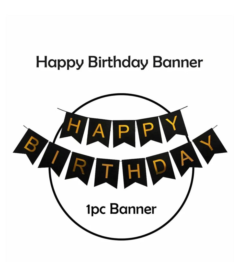 KidosPark Party Supplies Happy Birthday Glitter banner - Black