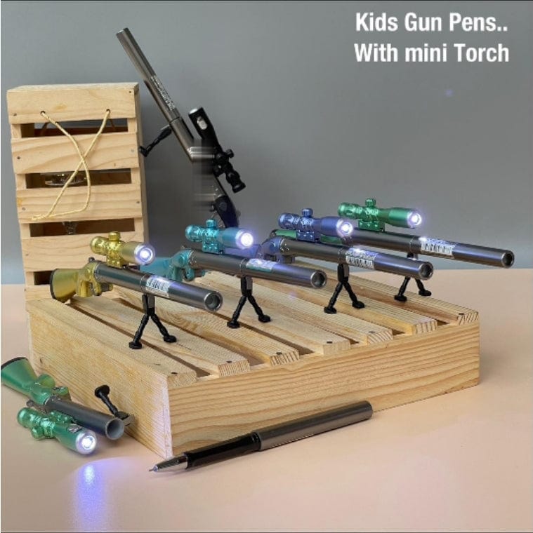 KidosPark Stationery Gun / Rifle Shaped Pen with a mini torch and stand( Pack of 1)