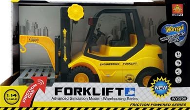 KidosPark Toy 1:16 scale inertia friction powered Fork lift JCB