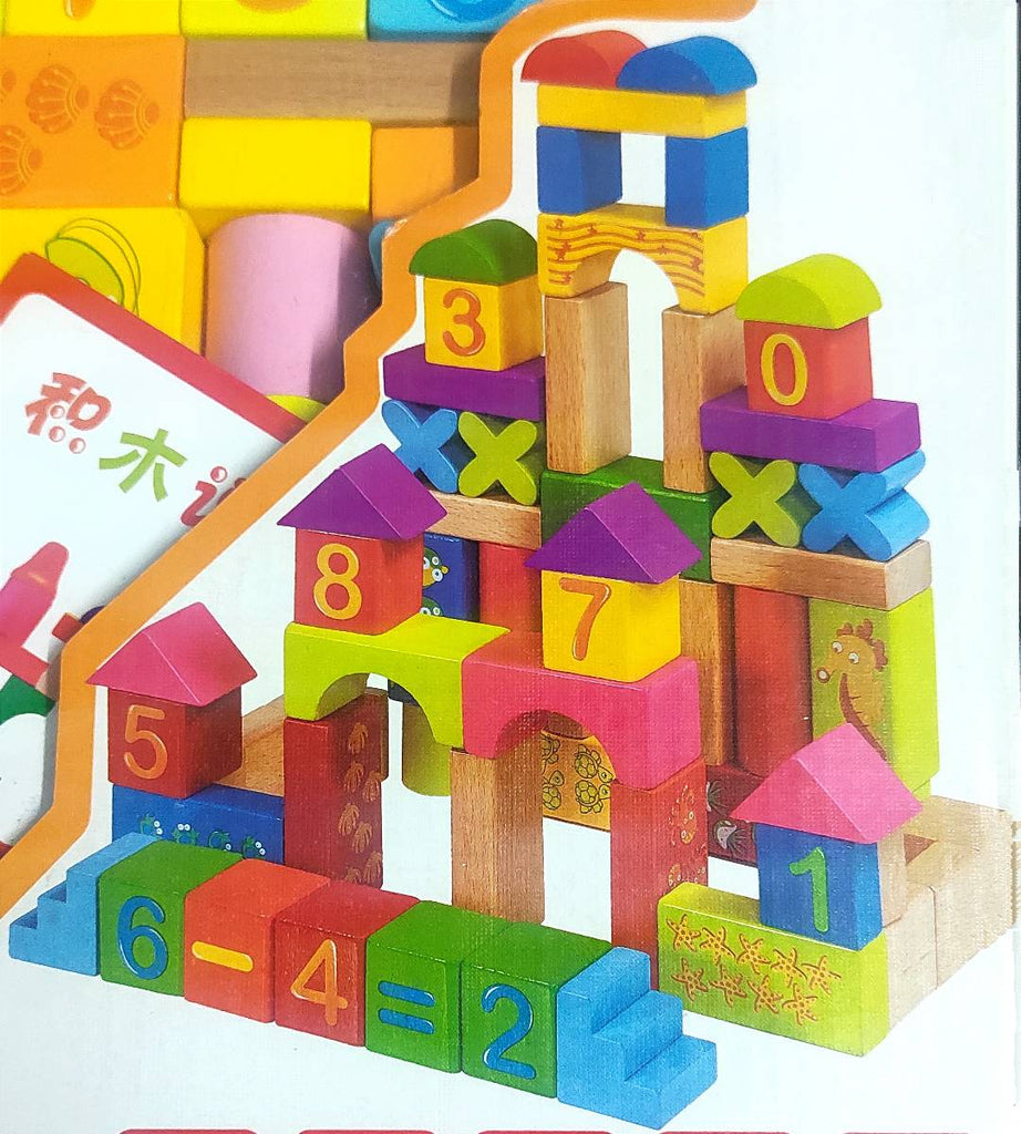 KidosPark Toy 60 pieces Wooden blocks Set/ Building log House Construction Educational Toys for Kids