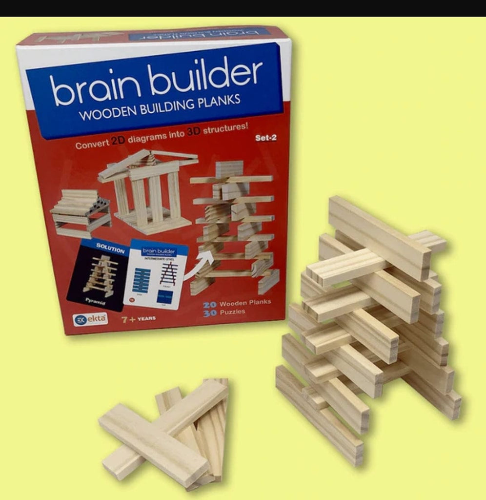 KidosPark Toy Brain builder wooden building planks blocks ( Set -2)