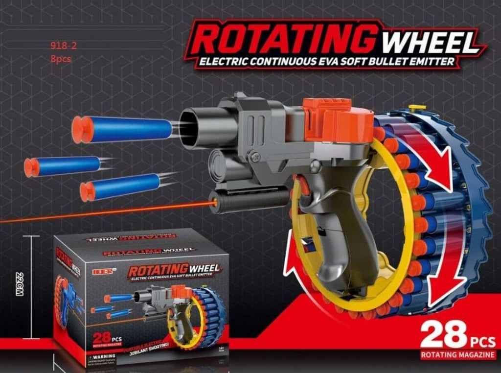 KidosPark TOY Rotating wheel electric continuous eva soft bullet emitter blaster gun/ nerf gun