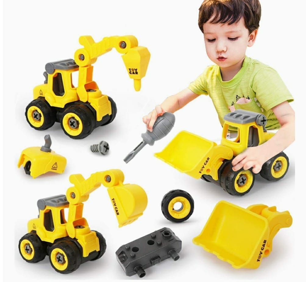 KidosPark Toy Set of 4 Assemble disassemble Construction vehicles DIY toys